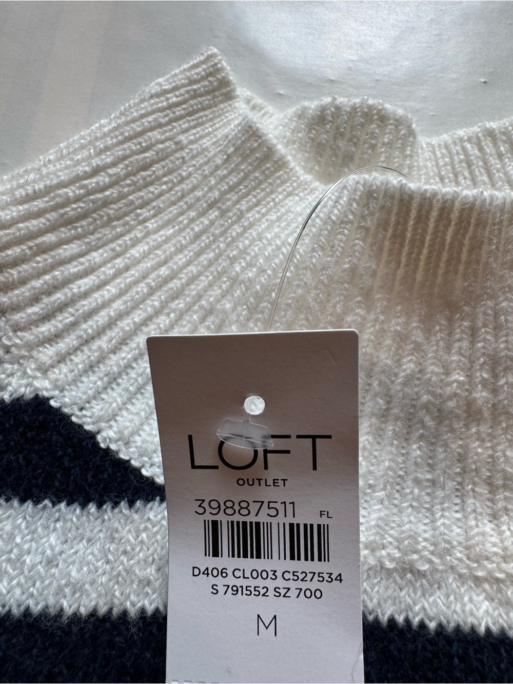 LOFT Black and White Striped Turtleneck Sweater image 3